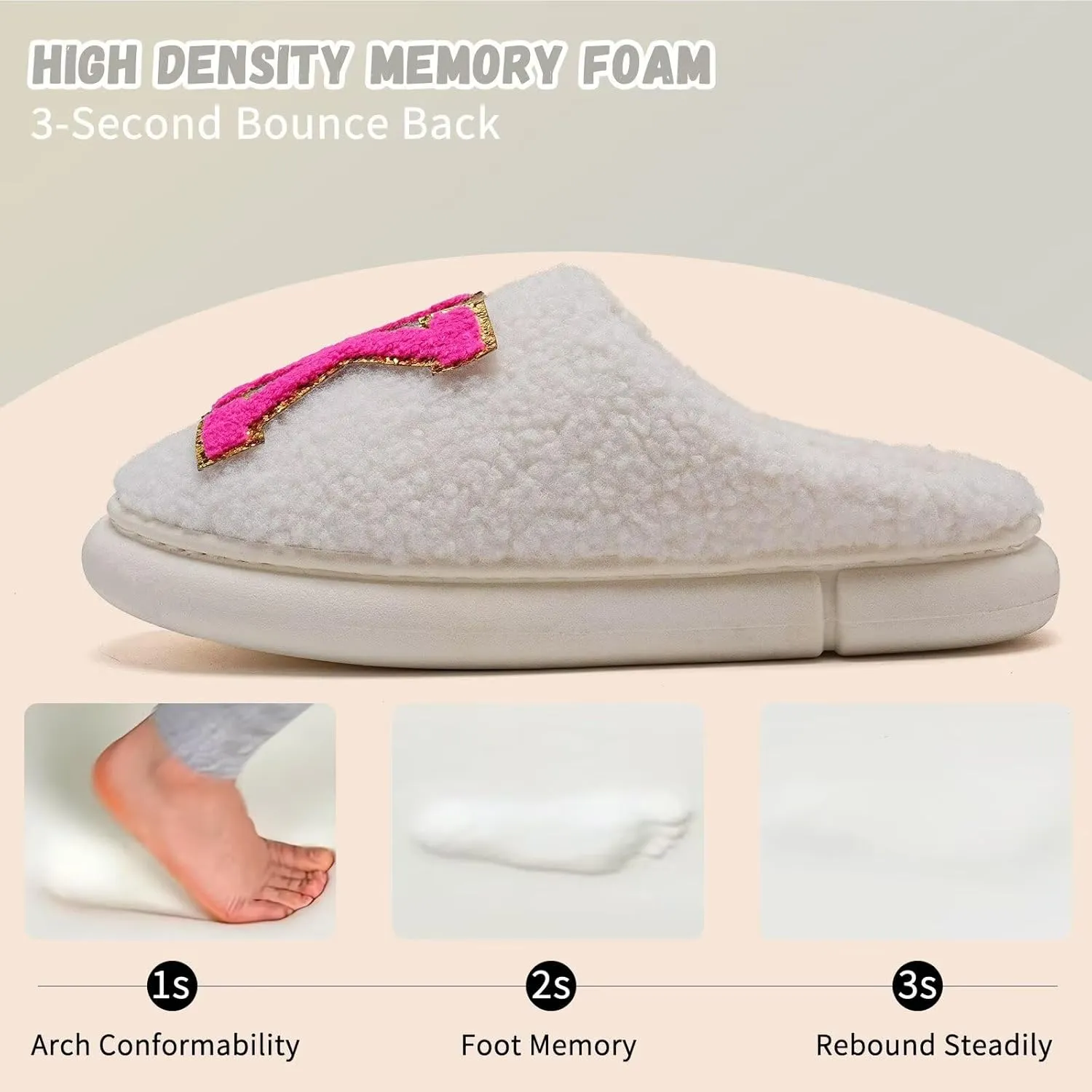 WateLves Women's Pillow Warm Memory Foam Slippers Comfortable Cute House Shoes Lightweight Fuzzy Christmas Slippers
