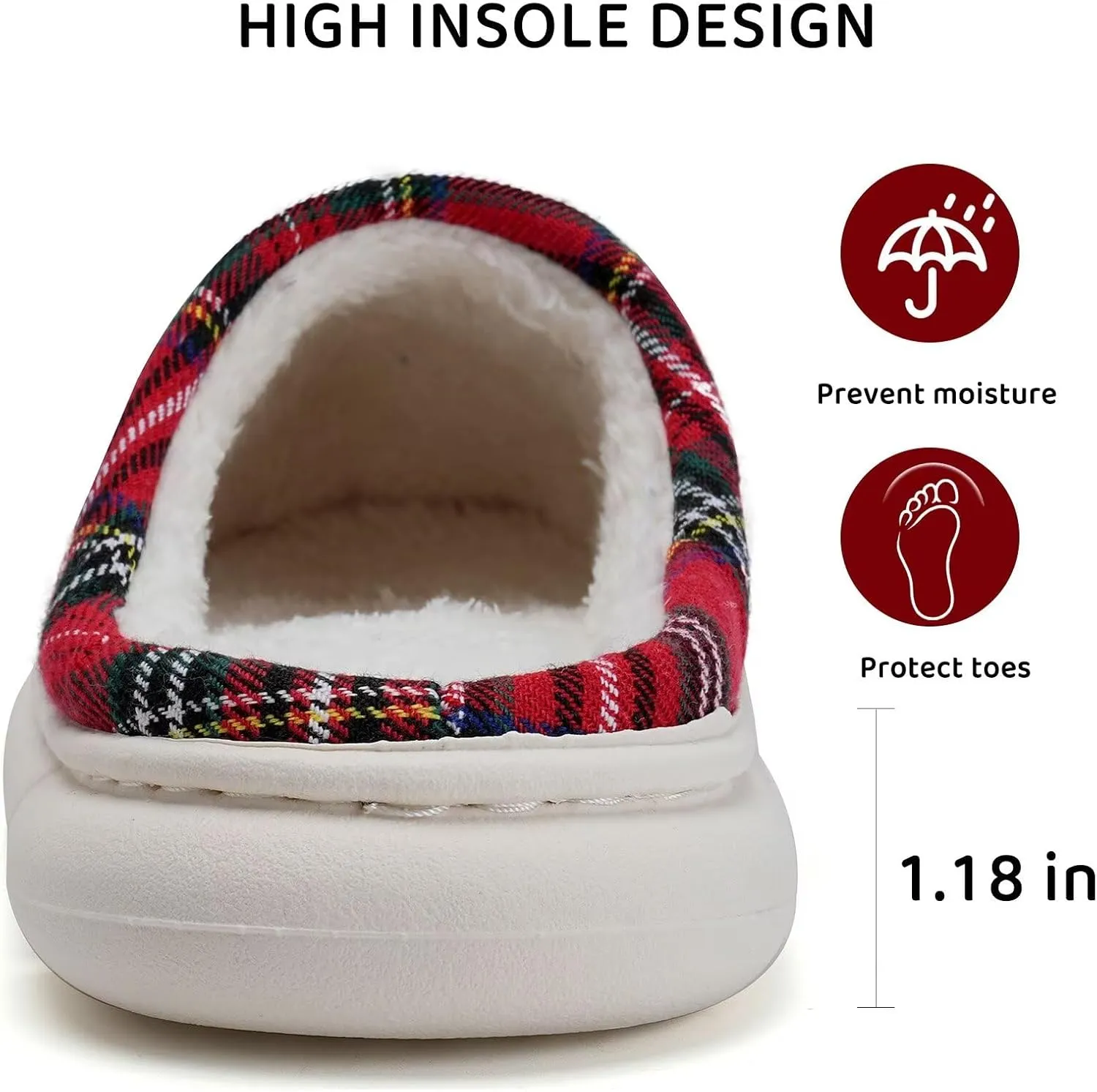 WateLves Women's Pillow Warm Memory Foam Slippers Comfortable Cute House Shoes Lightweight Fuzzy Christmas Slippers