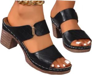 Wedge Sandals For Women 2025 Comfortable Open Toe Ankle Strap Chunky Heel Party Dress Wedding Pumps Shoes Block Heels