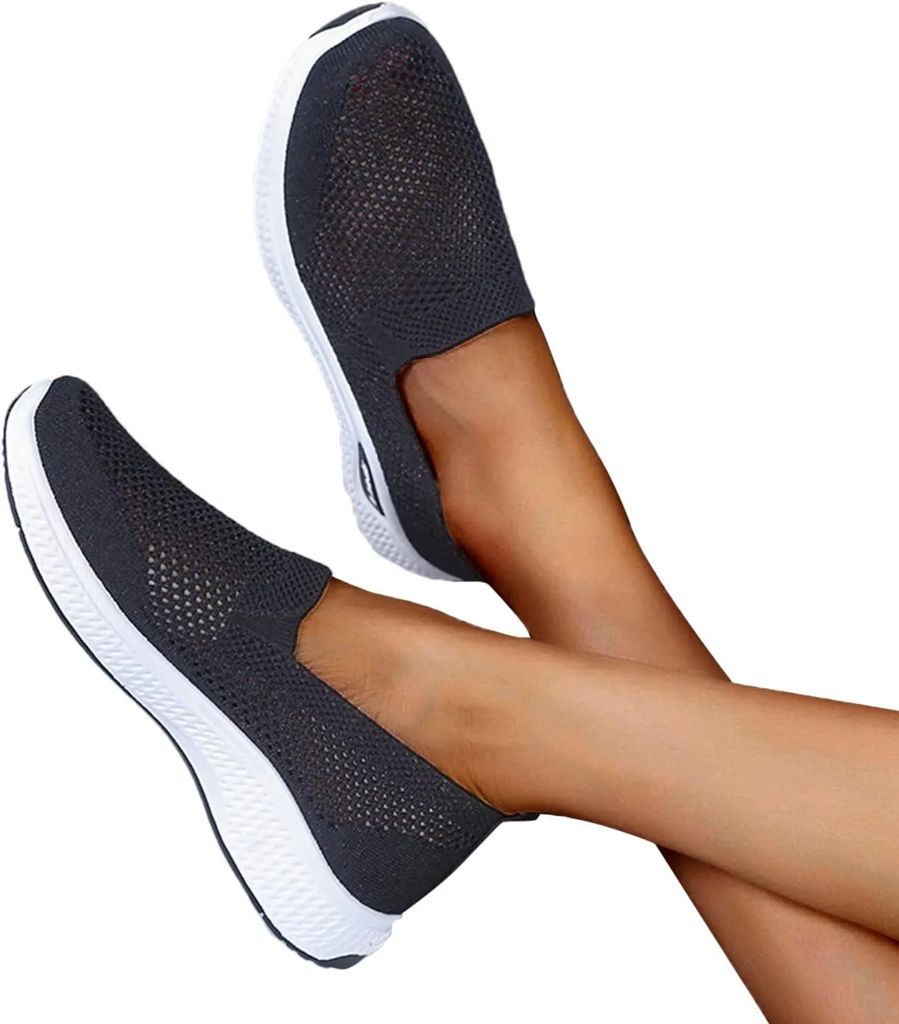 Women Canvas Slip On Sneakers Casual Walking Shoes Lightweight Flat Comfortable Elastic Non Slip Loafers