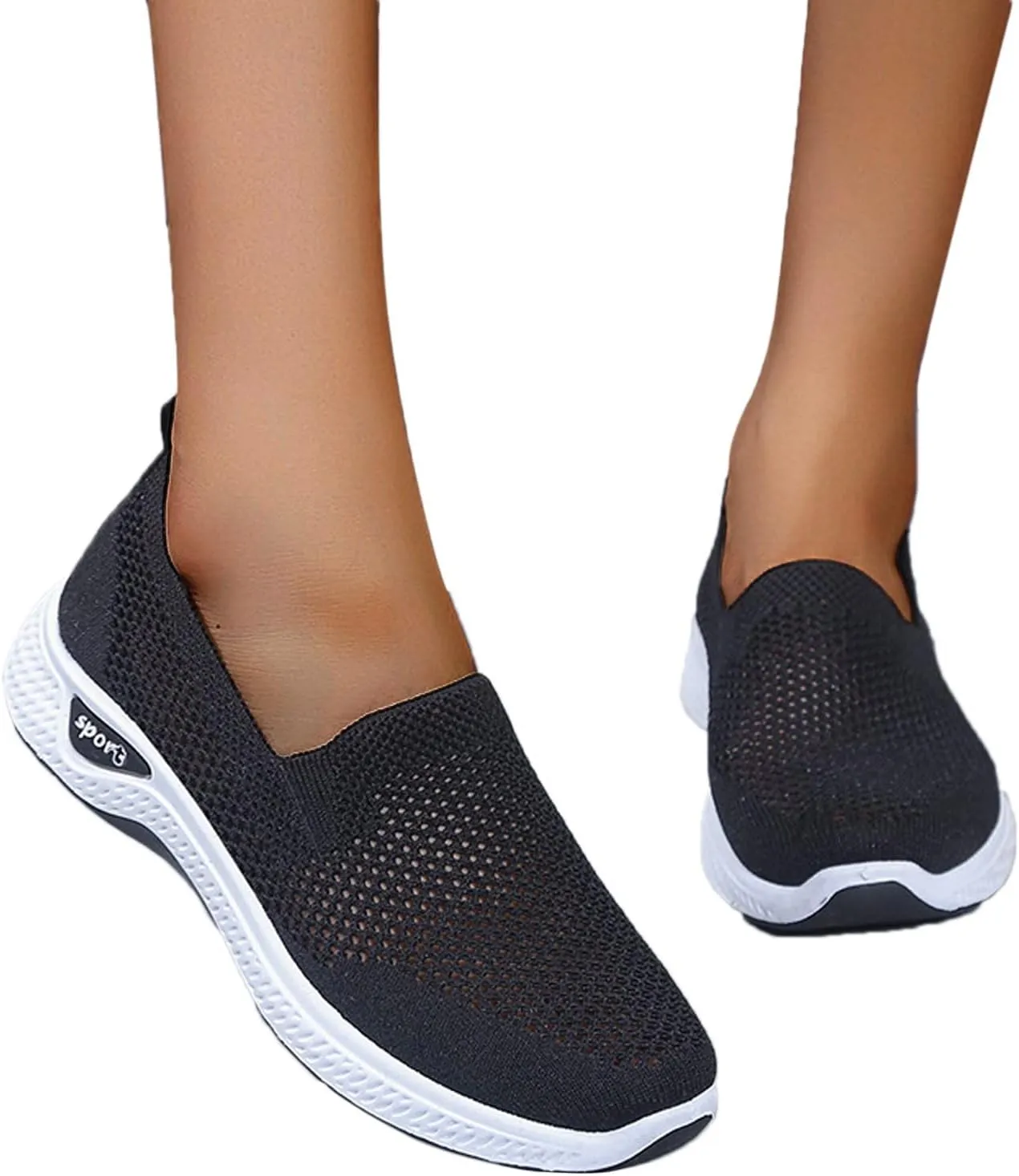 Women Canvas Slip On Sneakers Casual Walking Shoes Lightweight Flat Comfortable Elastic Non Slip Loafers