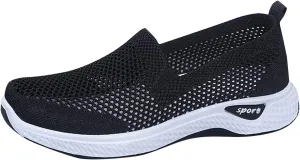 Women Canvas Slip On Sneakers Casual Walking Shoes Lightweight Flat Comfortable Elastic Non Slip Loafers