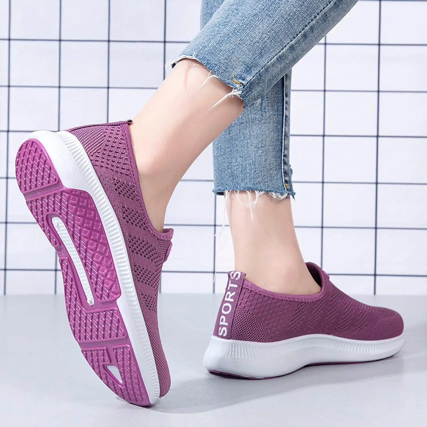 Women Casual Slip On Shoes Comfortable Walking Sneakers Lightweight Canvas Flats Non Slip Breathable Loafers