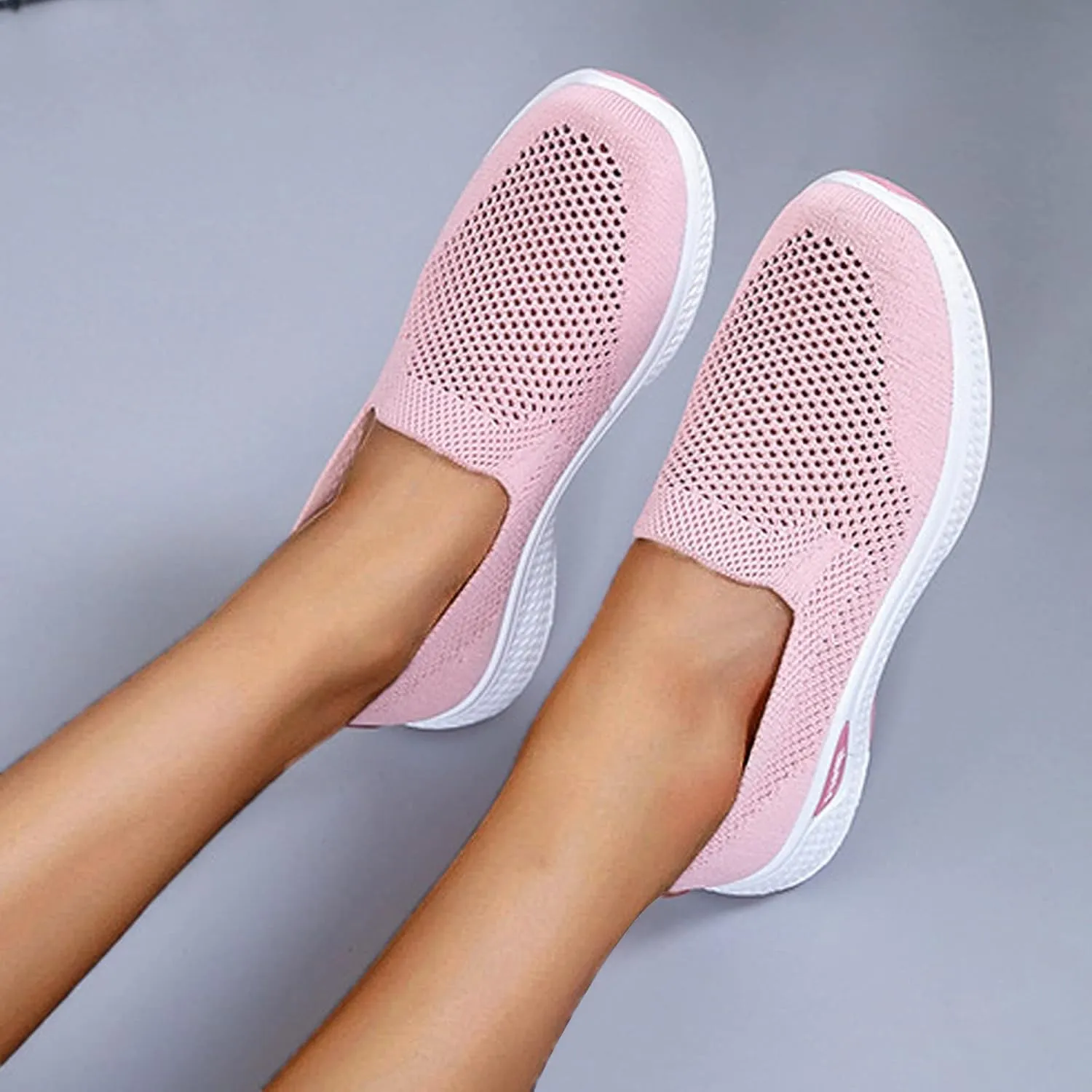 Women Casual Slip On Sneakers Breathable Walking Shoes Lightweight Canvas Comfortable Flats Non Slip Loafers