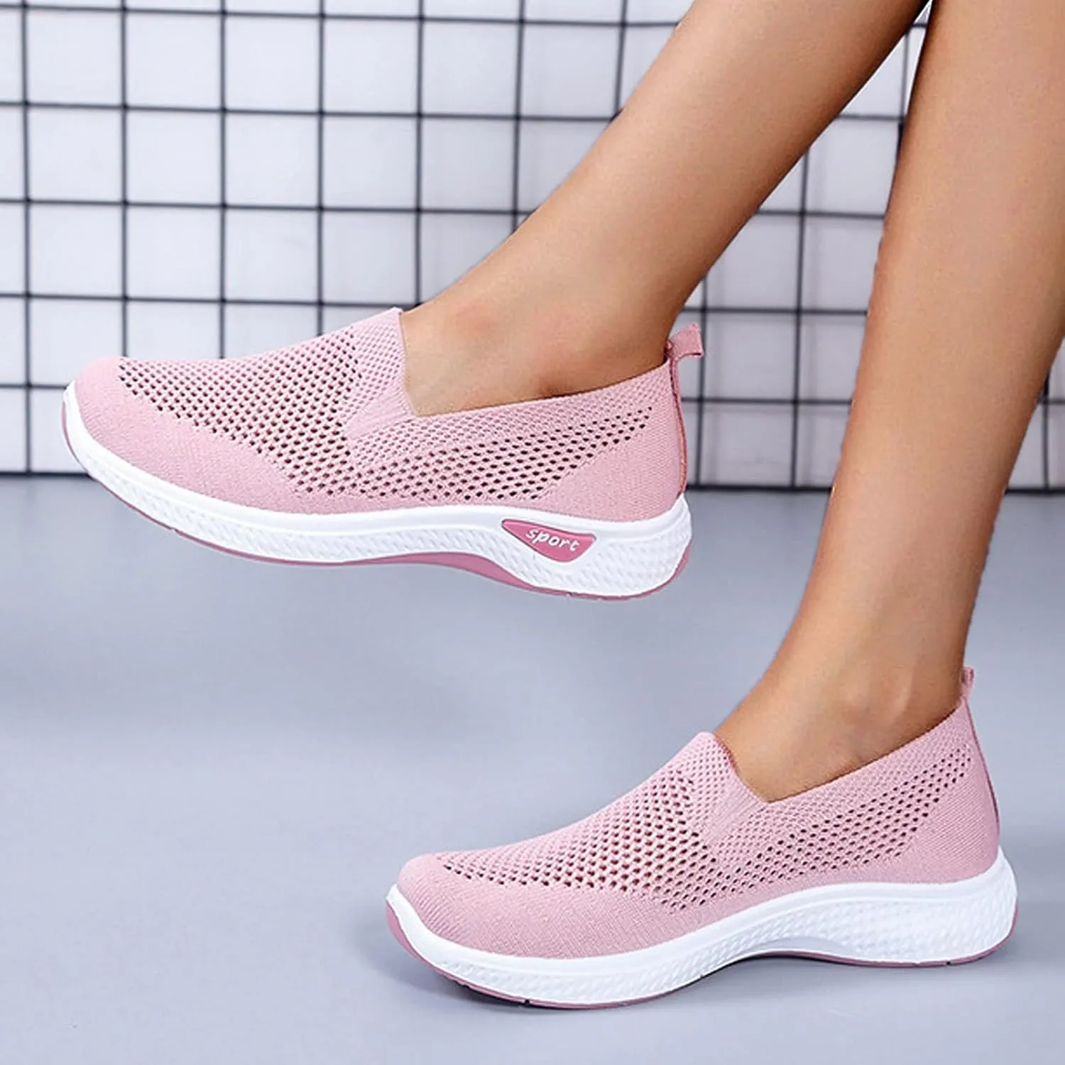 Women Casual Slip On Sneakers Breathable Walking Shoes Lightweight Canvas Comfortable Flats Non Slip Loafers