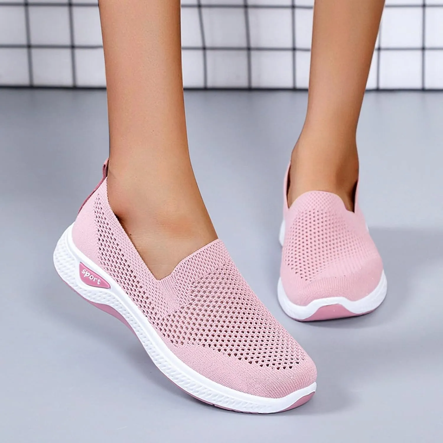 Women Casual Slip On Sneakers Breathable Walking Shoes Lightweight Canvas Comfortable Flats Non Slip Loafers
