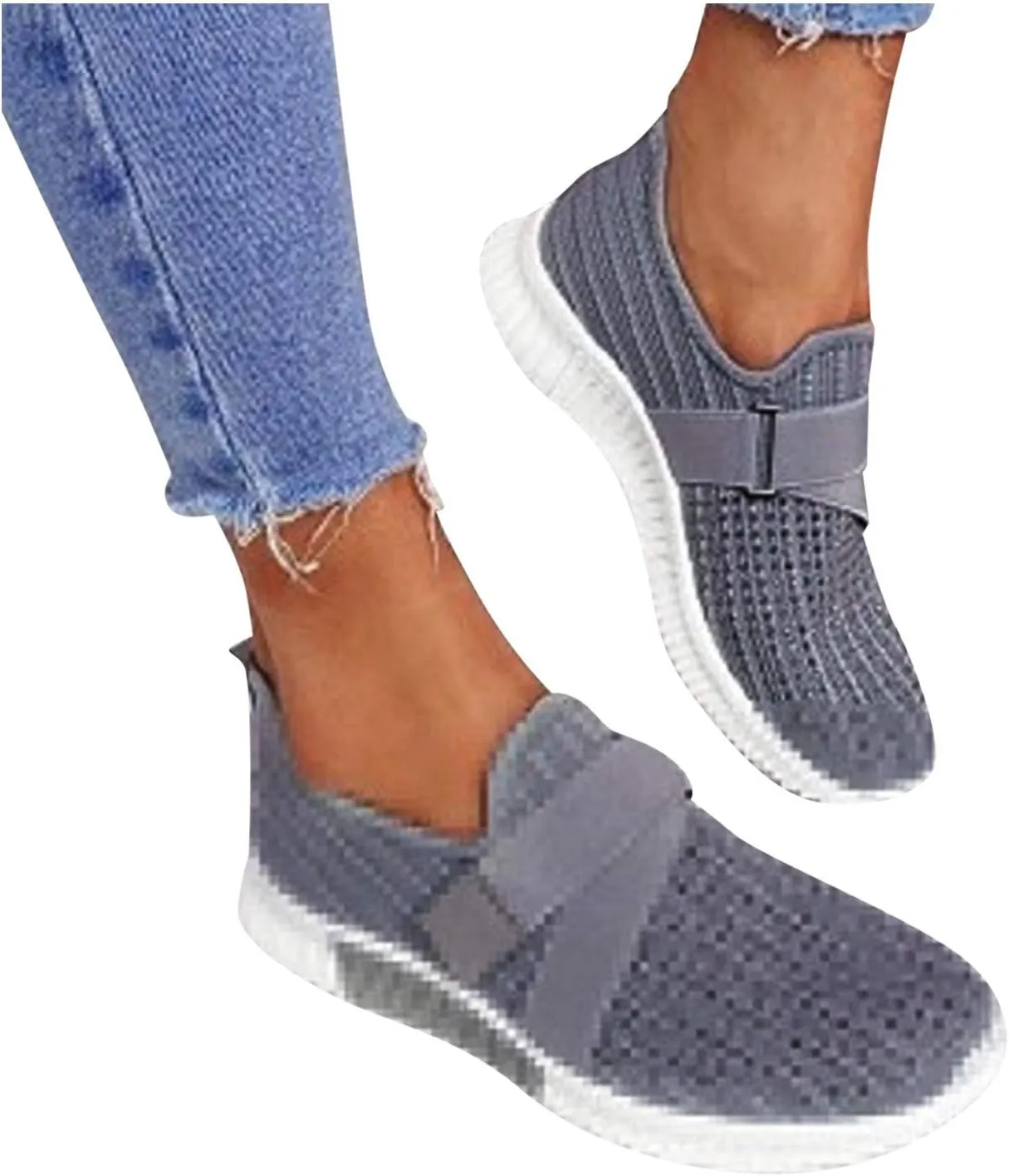 Women Comfortable Slip On Loafers Casual Walking Shoes Lightweight Canvas Sneakers Non Slip Flat Flats