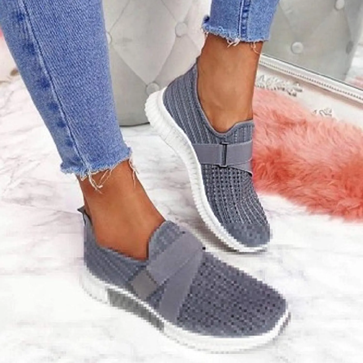 Women Comfortable Slip On Loafers Casual Walking Shoes Lightweight Canvas Sneakers Non Slip Flat Flats