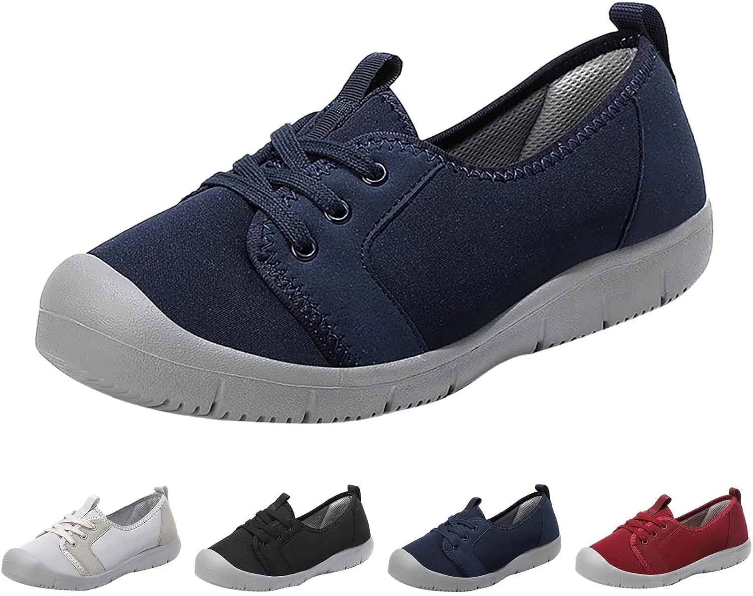 Women Comfortable Slip On Shoes Casual Walking Sneakers Lightweight Canvas Flats Non Slip Breathable Loafers