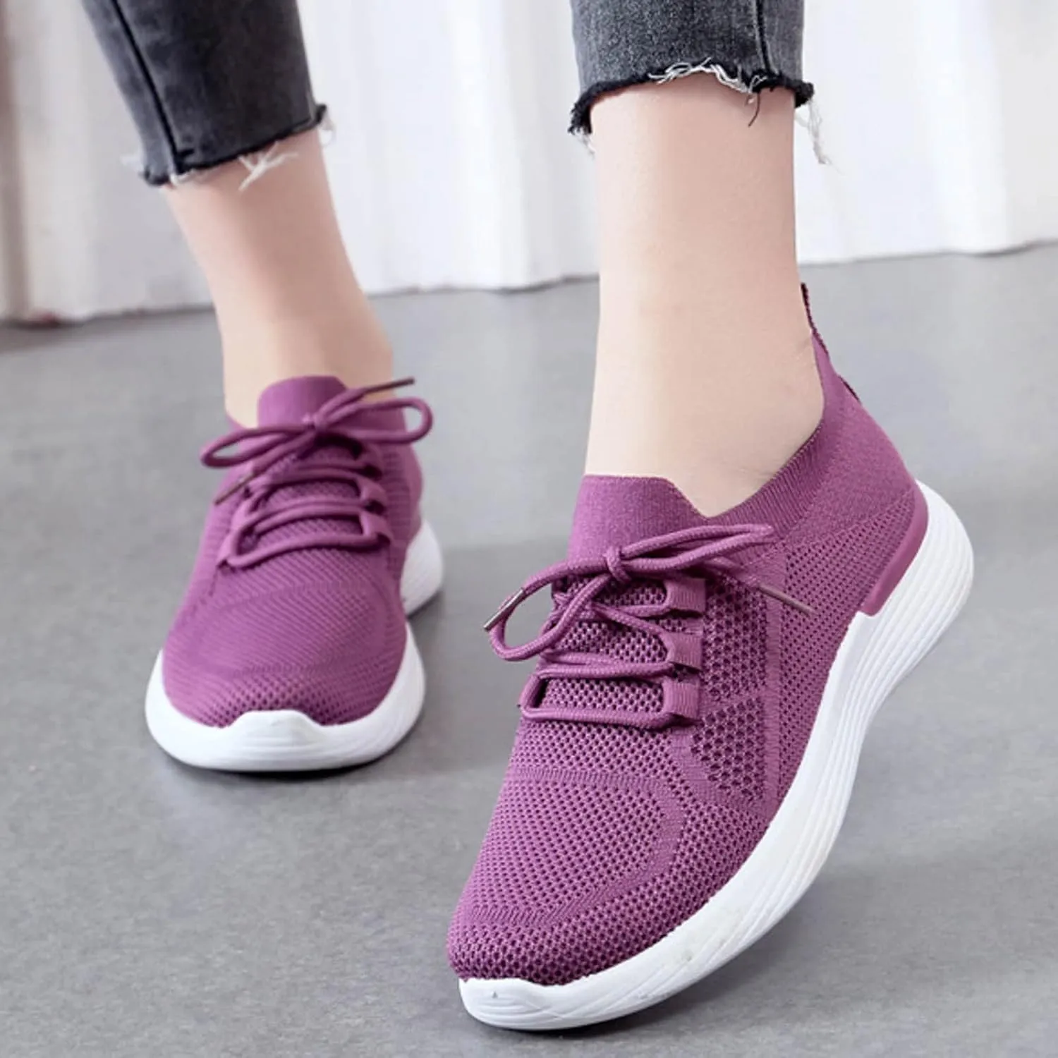 Women Comfortable Slip On Shoes Casual Walking Sneakers Lightweight Canvas Flats Non Slip Breathable Loafers