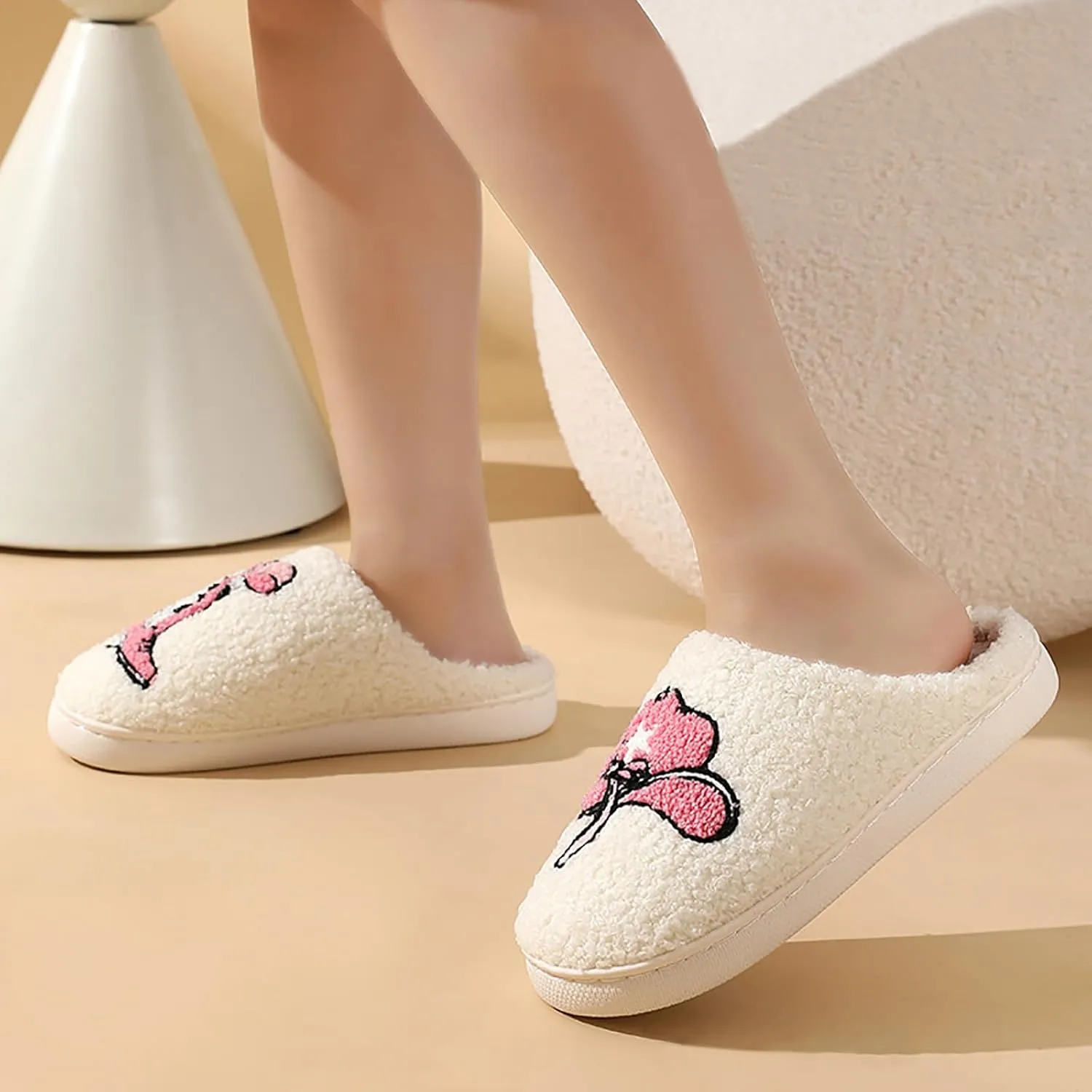 Women Retro Cowgirl Cowboy Boots Slippers Plush Embroidered Cowgirl Hat Slippers Winter Cozy Warm House Shoes Indoor Outdoor