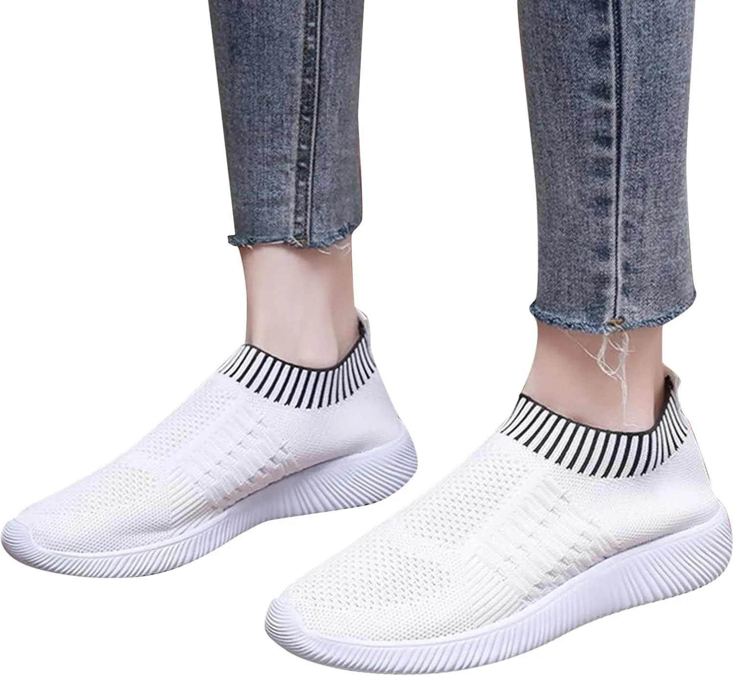 Women Slip On Sneakers Lightweight Walking Shoes Breathable Mesh Casual Comfortable Flats Non Slip Loafers