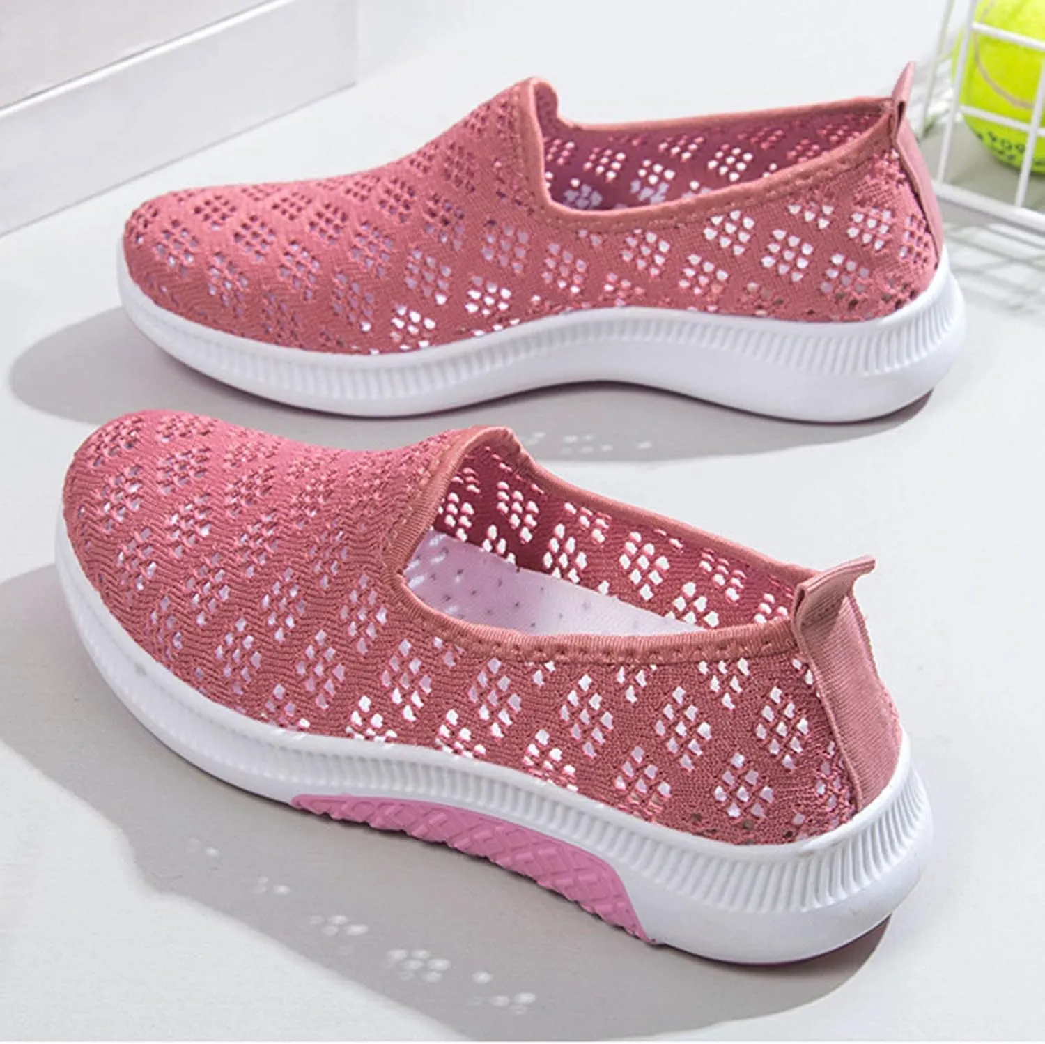 Women Slip On Sneakers Lightweight Walking Shoes Breathable Mesh Casual Comfortable Flats Non Slip Loafers