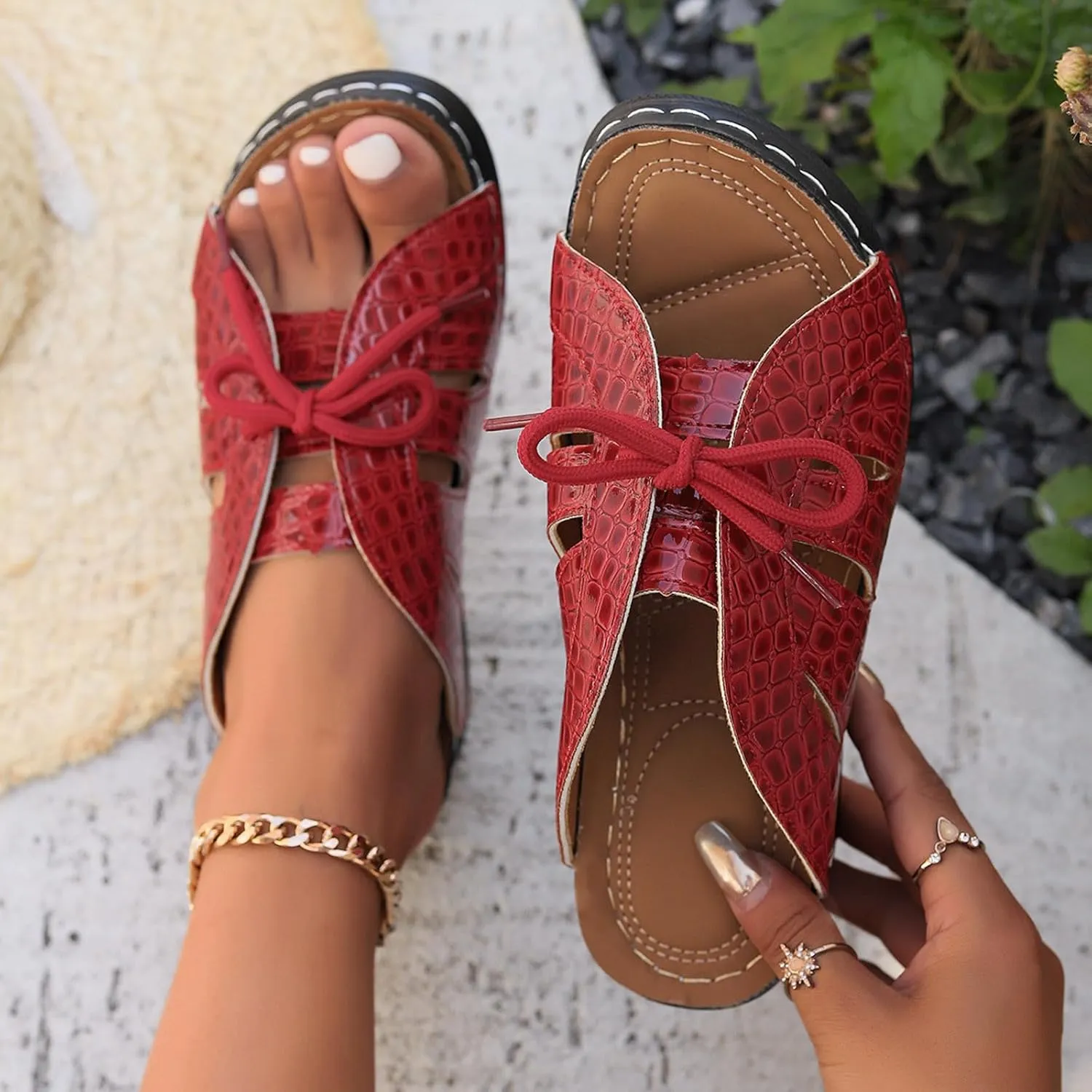 Women's Arch Support Wedge Sandals Open Toe Platform Wedge Casual Sandal Orthopedic Sandals with Arch Support