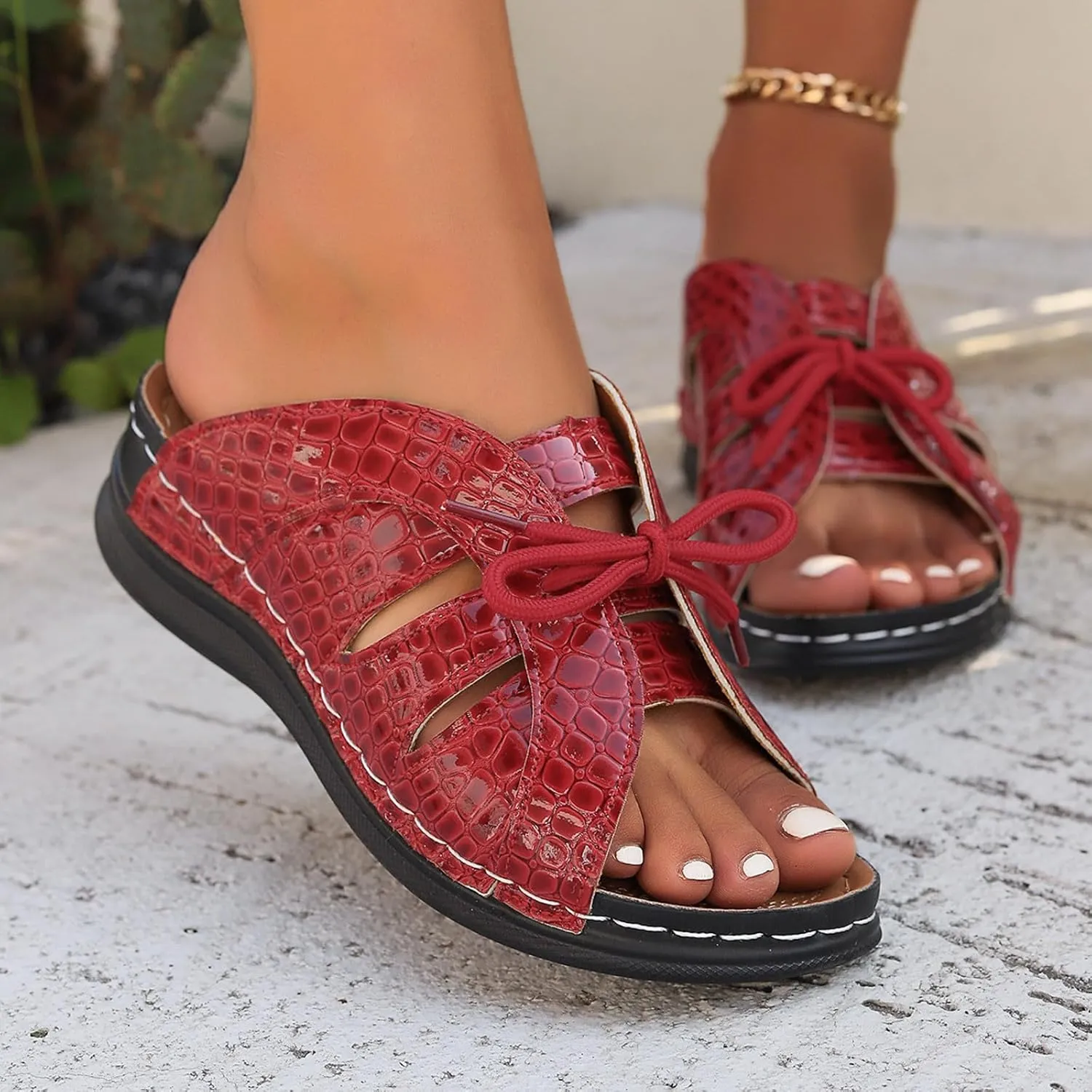 Women's Arch Support Wedge Sandals Open Toe Platform Wedge Casual Sandal Orthopedic Sandals with Arch Support