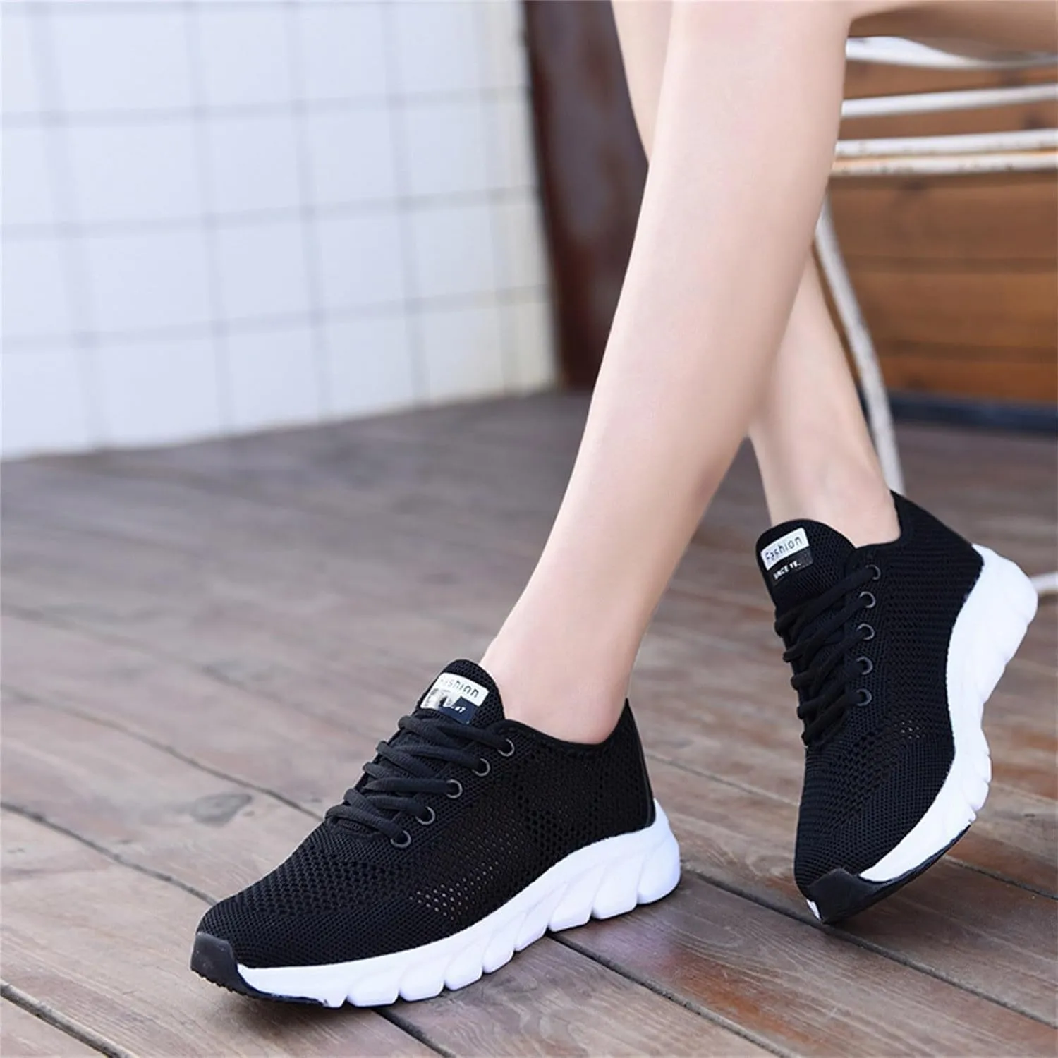Women's Breathable Elastic Fly Woven Mesh Shoes Fashion Sport Gym Jogging Tennis Sneaker Casual Mountain Shoe
