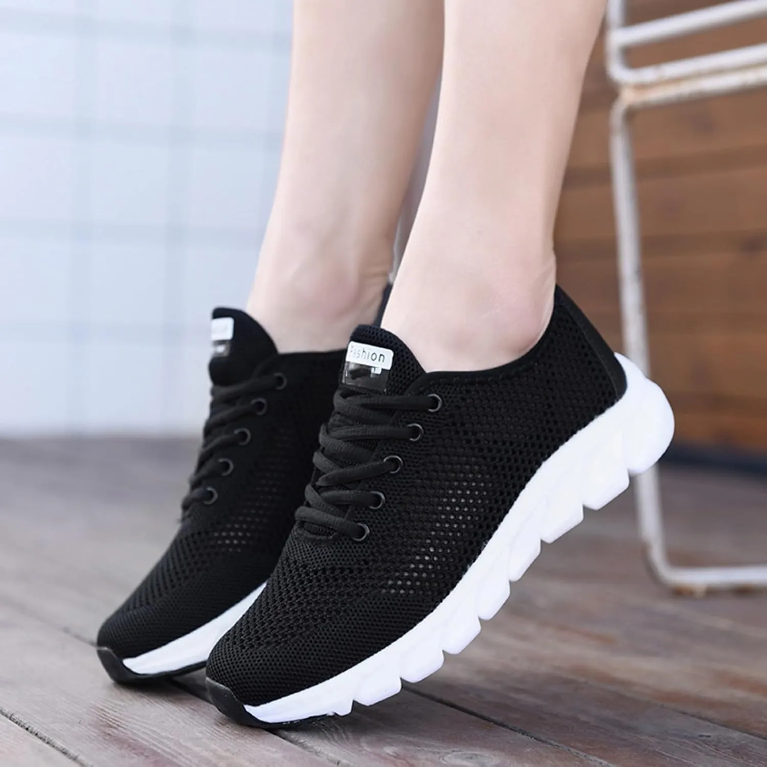 Women's Breathable Elastic Fly Woven Mesh Shoes Fashion Sport Gym Jogging Tennis Sneaker Casual Mountain Shoe