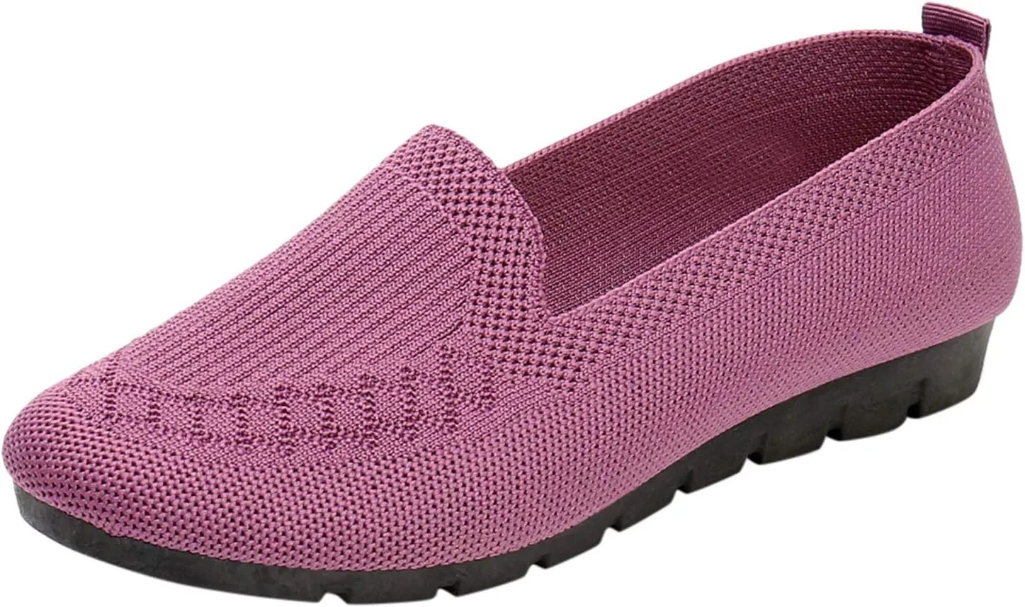 Women's Casual Shoes Summer Wedge Breathable Mesh Round Wedges Single Casual Toe Slip-On Shoes