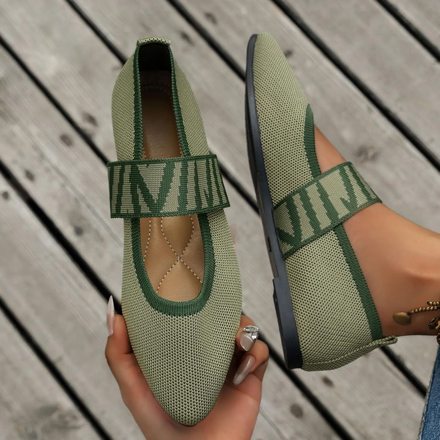 Women's Colour Blocking Lattice Shallow Mouth Hollow Flat Bottom Comfortable Single Elegant Shoes Trendy Slip on No Slip