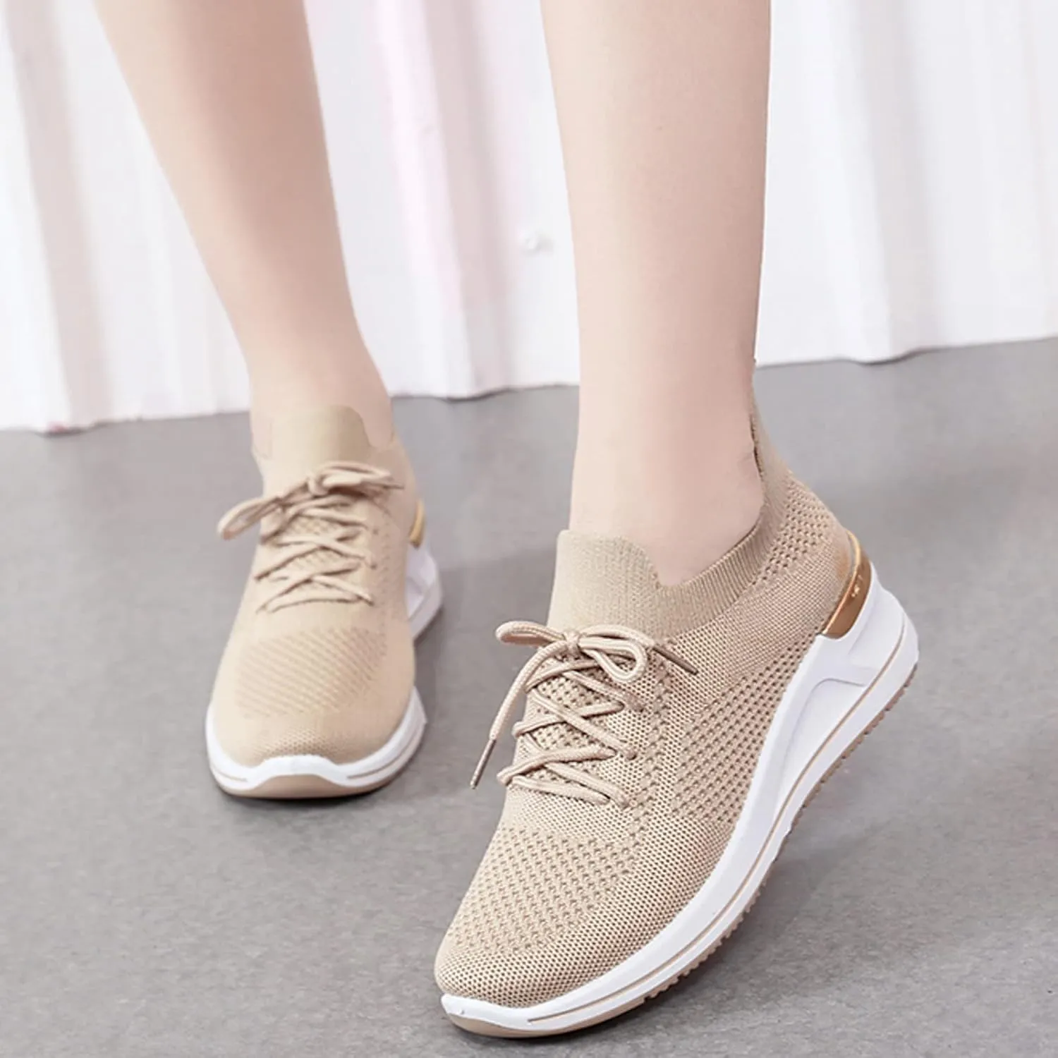 Womens Comfortable Slip On Sneakers Casual Walking Shoes Lightweight Canvas Flats Elastic Non Slip Loafers