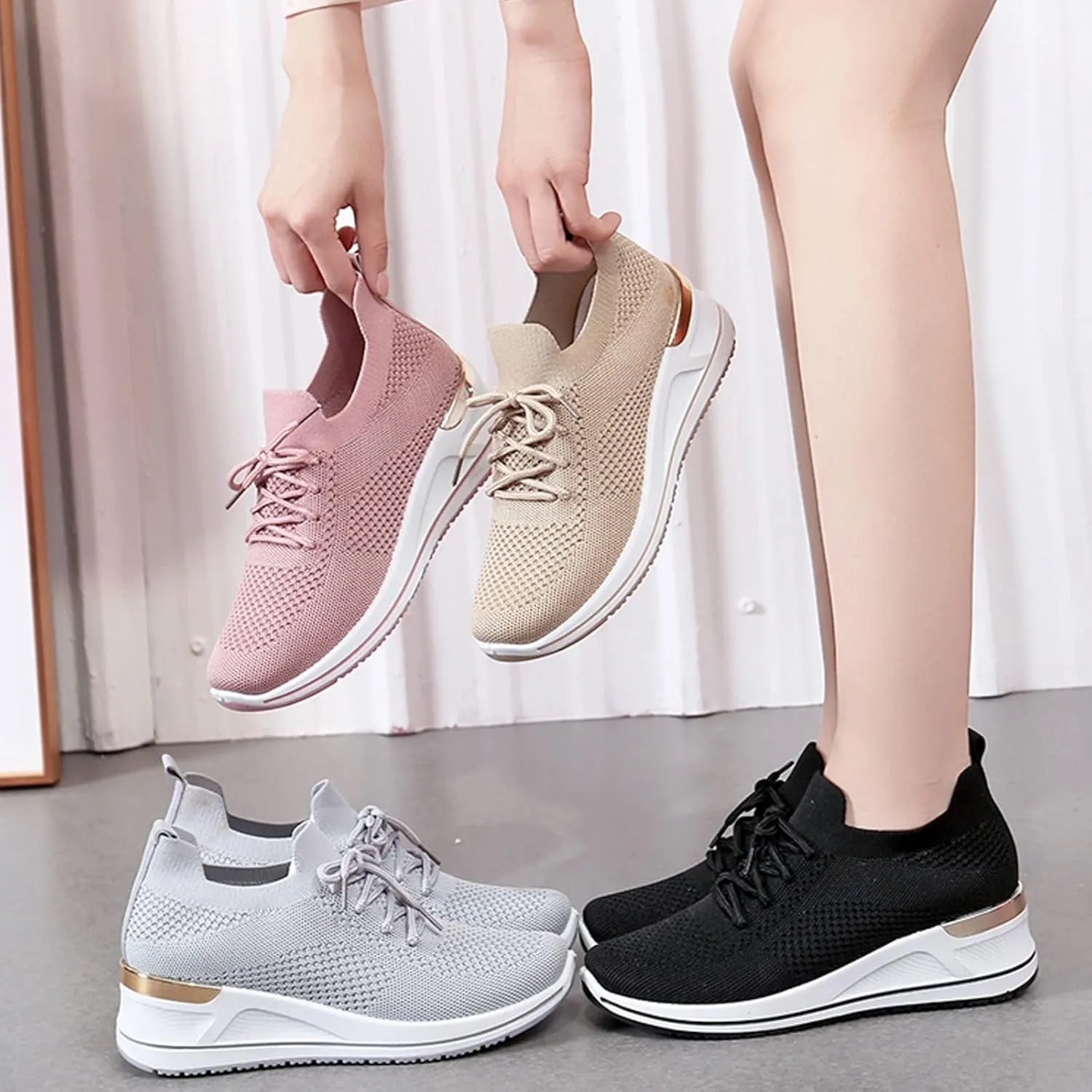 Womens Comfortable Slip On Sneakers Casual Walking Shoes Lightweight Canvas Flats Elastic Non Slip Loafers