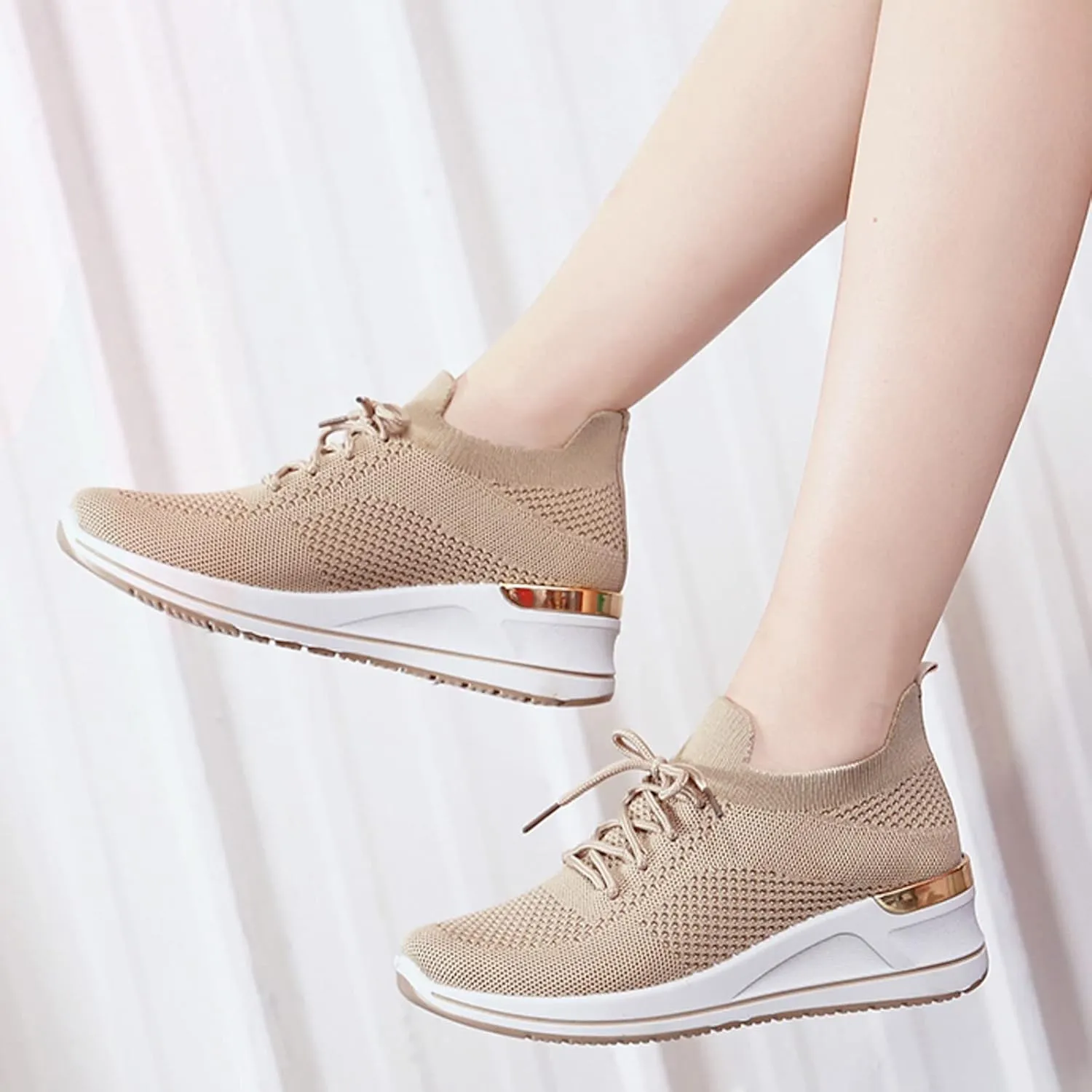 Womens Comfortable Slip On Sneakers Casual Walking Shoes Lightweight Canvas Flats Elastic Non Slip Loafers