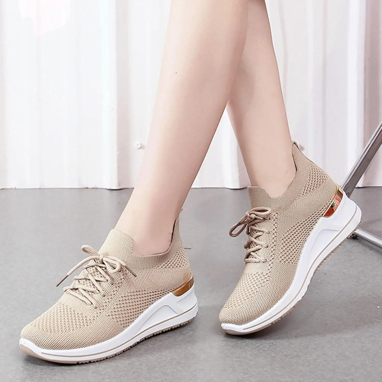 Womens Comfortable Slip On Sneakers Casual Walking Shoes Lightweight Canvas Flats Elastic Non Slip Loafers