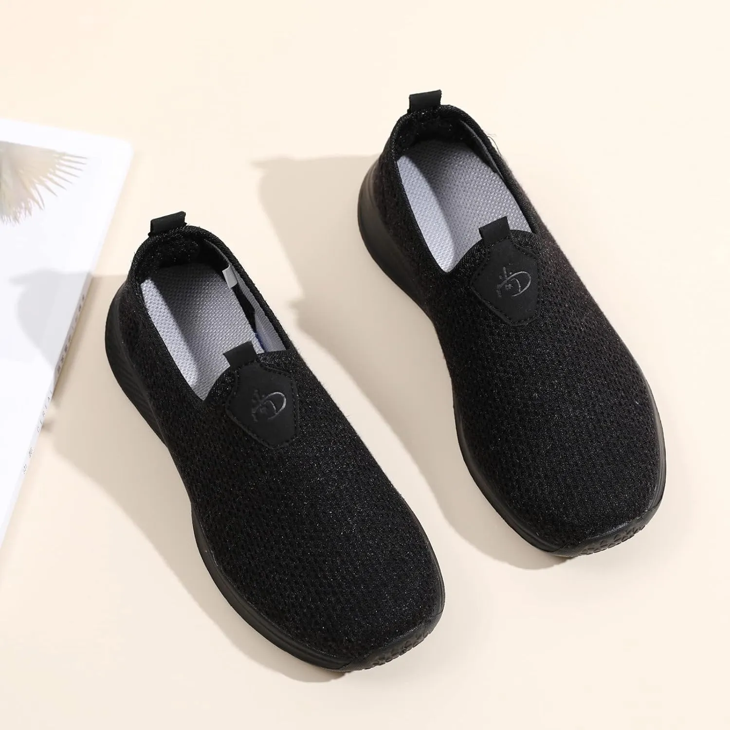 Womens Elastic Slip On Shoes Casual Comfortable Walking Sneakers Lightweight Canvas Flats Non Slip Loafers