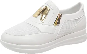 Womens Flat Slip On Shoes Casual Walking Sneakers Lightweight Canvas Comfortable Elastic Non Slip Loafers