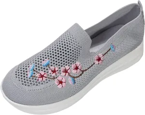 Womens Flat Slip On Sneakers Casual Walking Shoes Lightweight Canvas Comfortable Elastic Non Slip Loafers