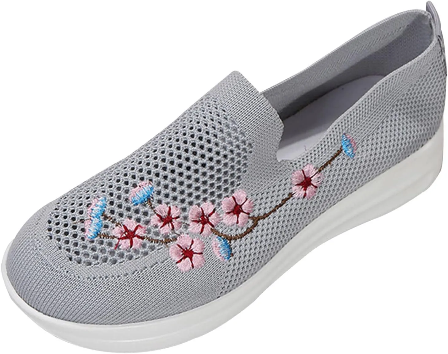 Womens Flat Slip On Sneakers Casual Walking Shoes Lightweight Canvas Comfortable Elastic Non Slip Loafers