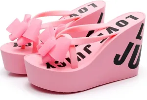 Women's Flip Flop Platform Sandals,3.14" Heel Height Platform for Women,Foam Platform Flip Flop Sandal,Wedge Sandals (Pink,7)