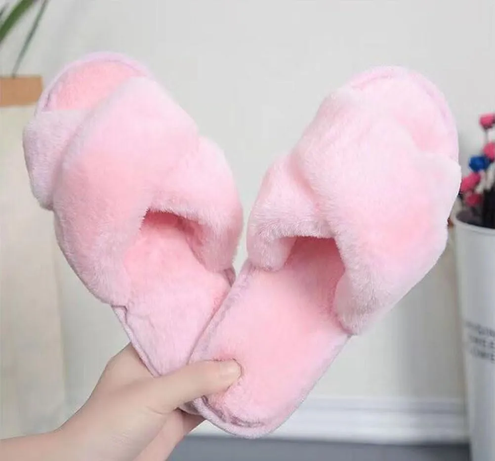 Womens Fuzzy Slippers Memory Foam Slippers Cozy Plush Home Slippers Open Toe House Shoes Indoor Outdoor Slide Slipper Home Shoes Indoor Slippers