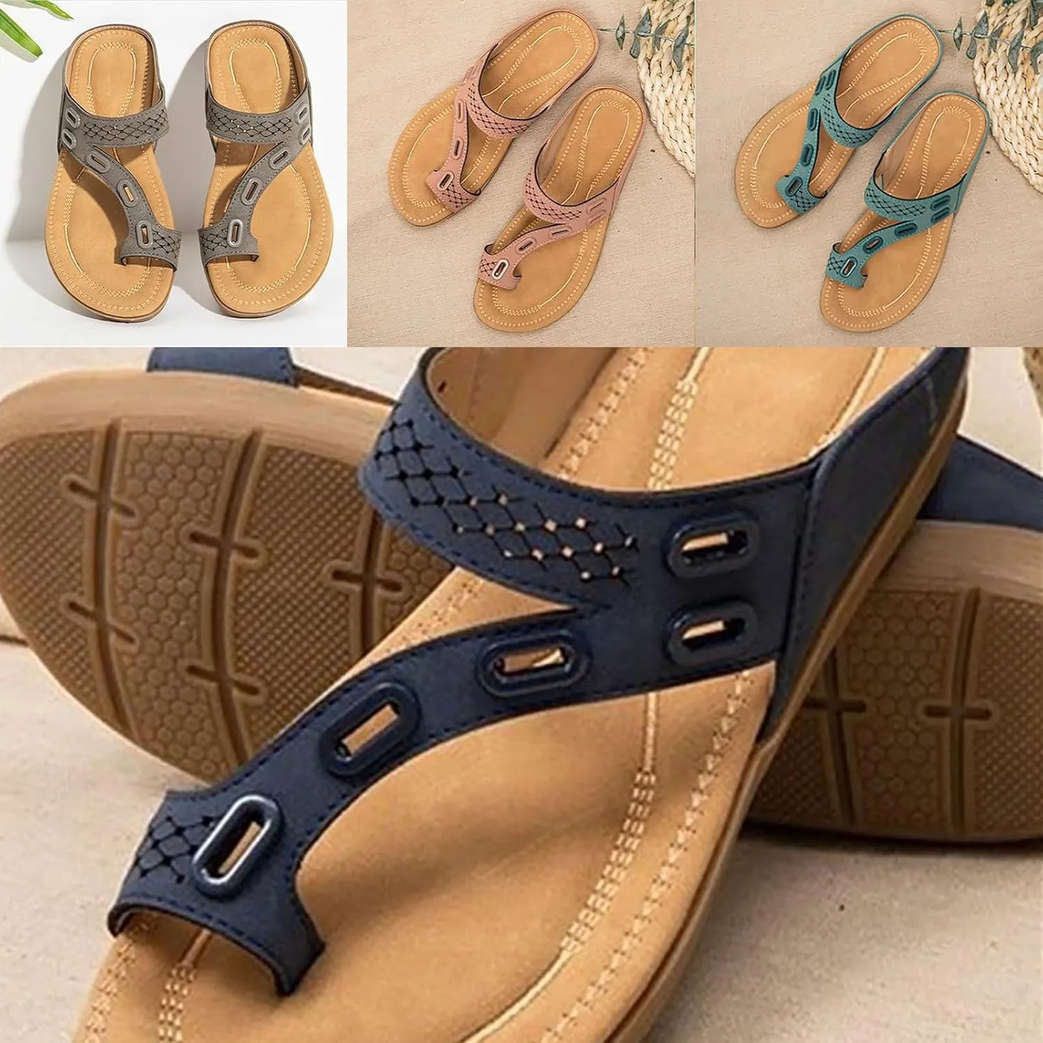 Women's Non-Slip Casual Arch Support Flip Flops Wide Width Platform Wedge Orthopedic Beach Sandal for Woman Hollow Comfortable Boho Dressy Summer 2025 Cute