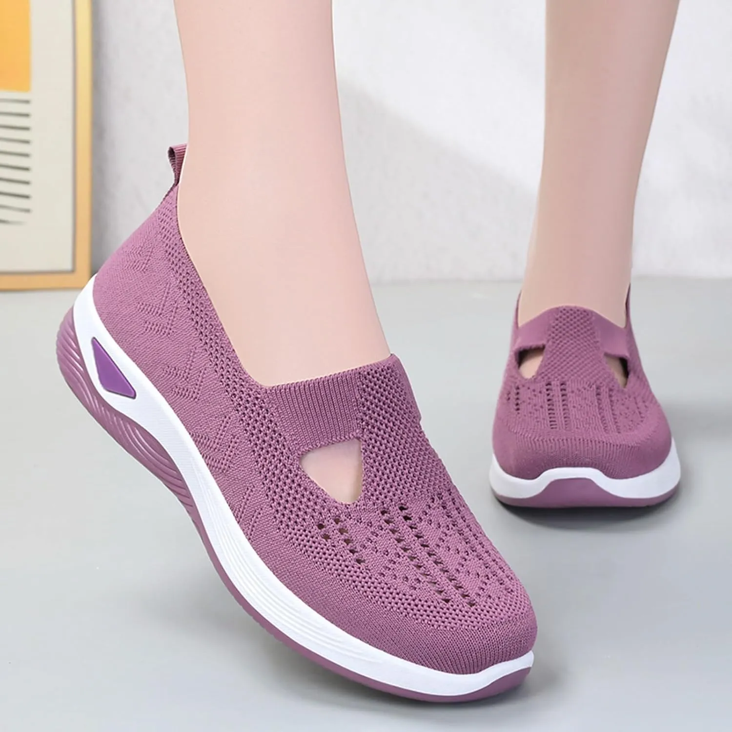 Womens Orthopedic Diabetic Walking Shoes Slip On Sneakers with Arch Support Comfortable Casual Loafers Plantar Fasciitis Foot Pain Relief