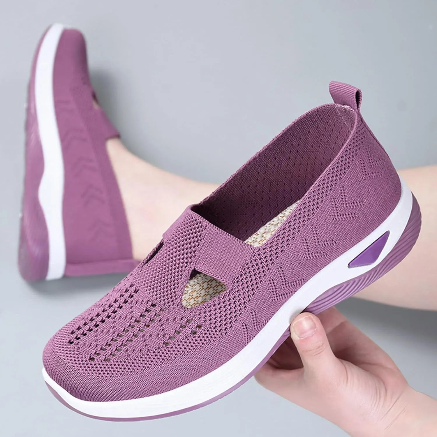 Womens Orthopedic Diabetic Walking Shoes Slip On Sneakers with Arch Support Comfortable Casual Loafers Plantar Fasciitis Foot Pain Relief