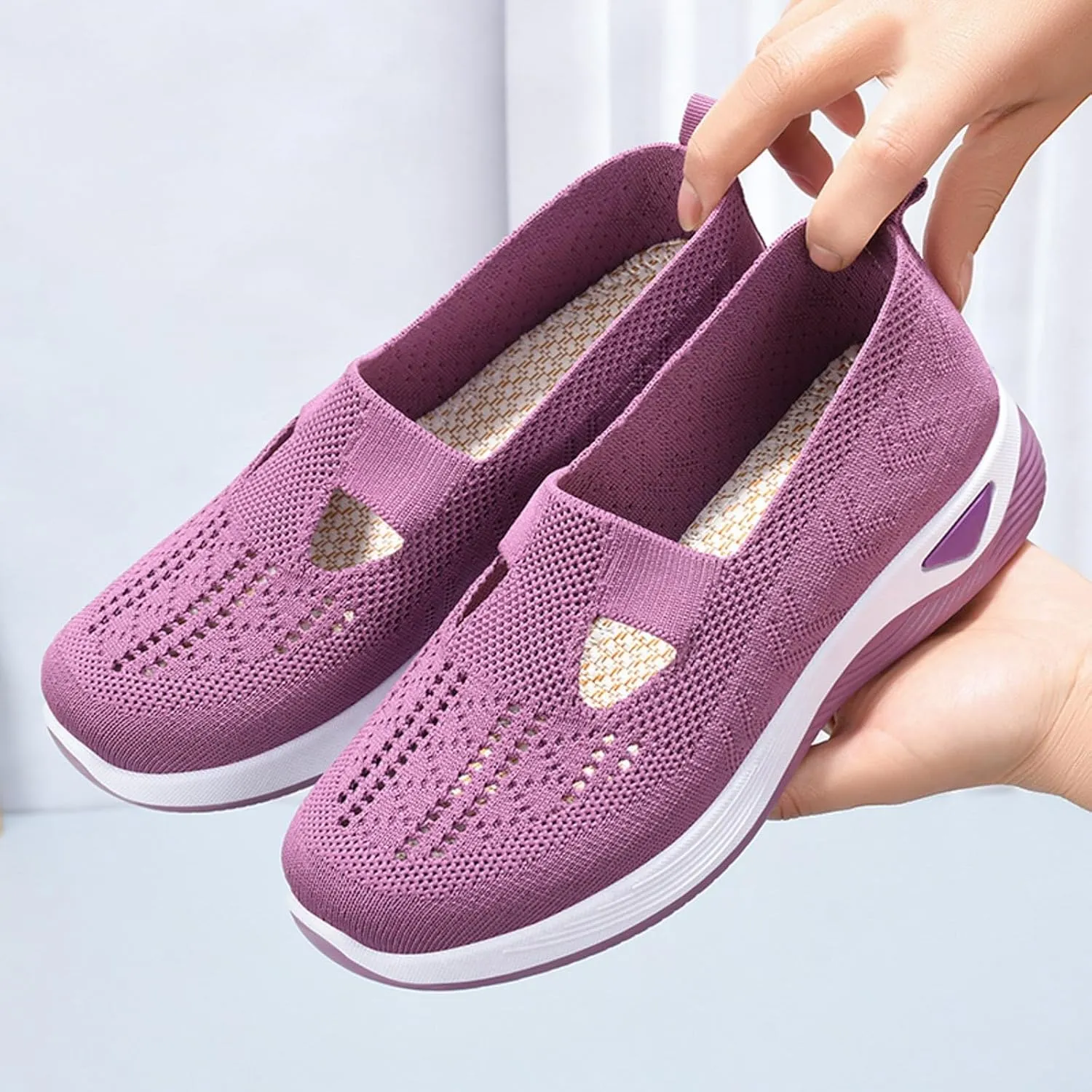 Womens Orthopedic Diabetic Walking Shoes Slip On Sneakers with Arch Support Comfortable Casual Loafers Plantar Fasciitis Foot Pain Relief