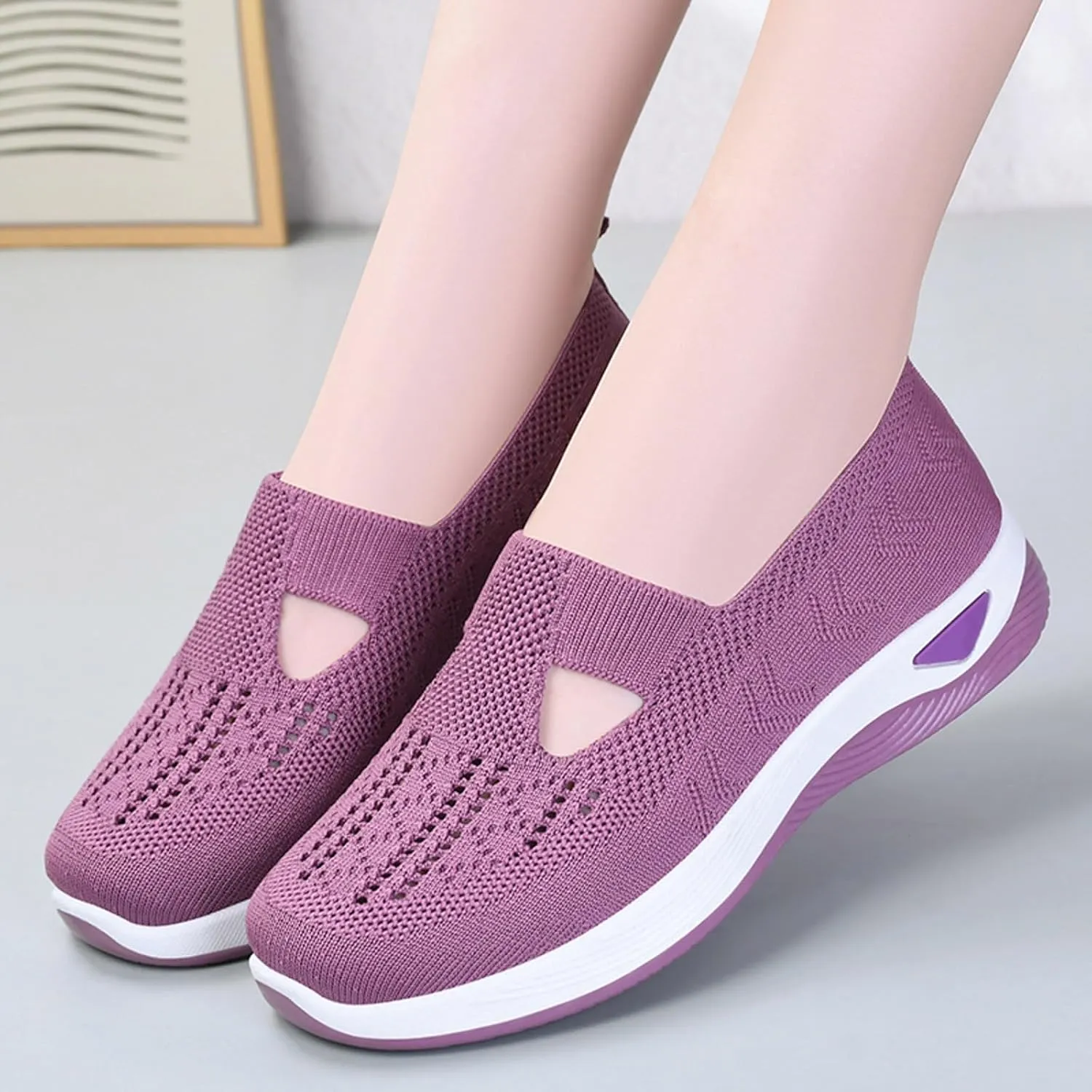Womens Orthopedic Diabetic Walking Shoes Slip On Sneakers with Arch Support Comfortable Casual Loafers Plantar Fasciitis Foot Pain Relief