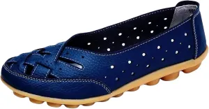 Womens Orthopedic Loafers Wide Width Hollow Out Breathable Loafers Faux Leather Sandals Comfortable Non Slip Shoes Lightweight Casual Sandal Summer Walking Shoes for Beach Vacation Flats Sandal