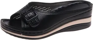 Women's Orthopedic Sandals Arch-Support Slip On Platform Hollow-Out Open Toe Slippers Beach Mules Flip Flops