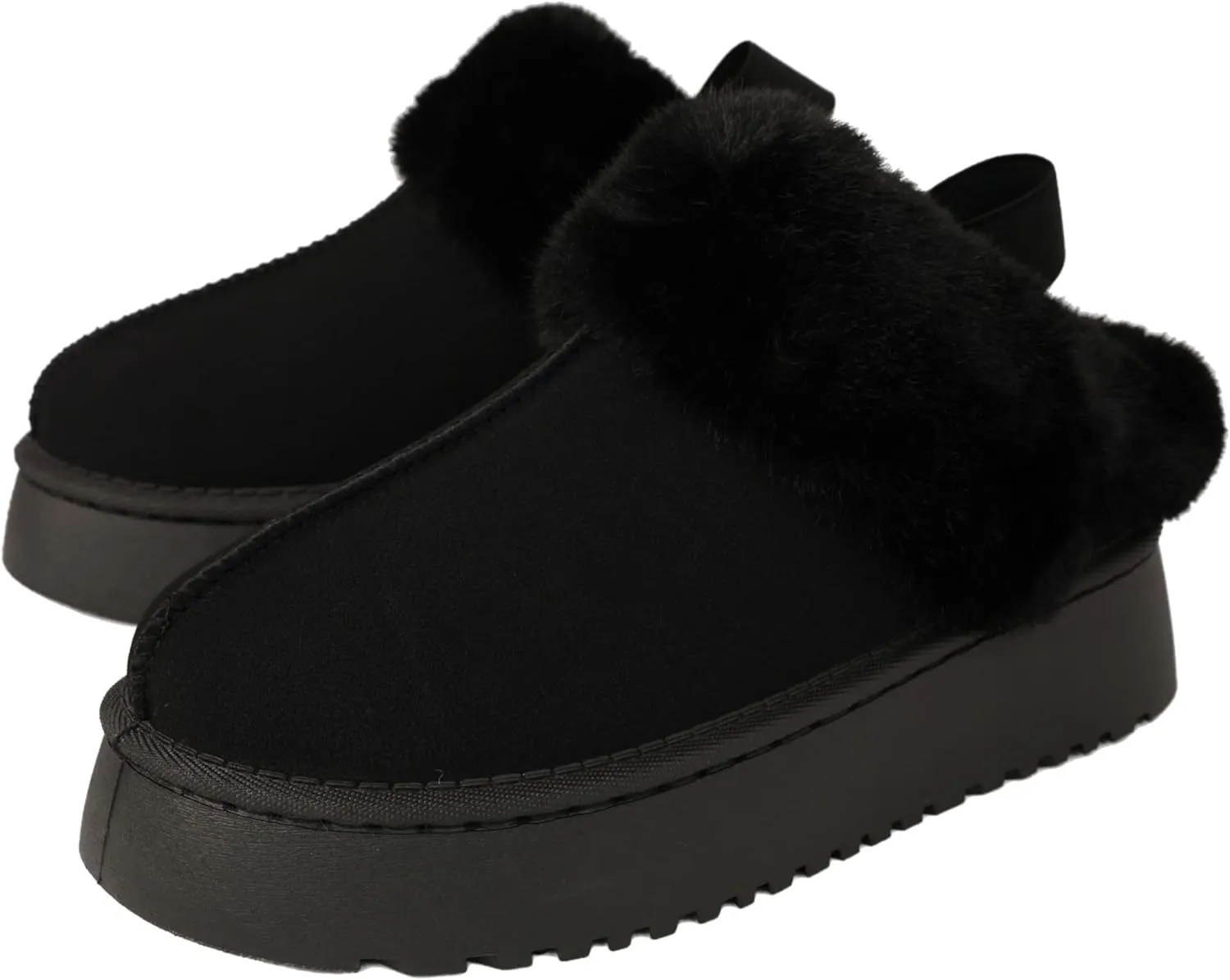 Women's Platform Slippers Winter Mini Boots Anti-Slip Suede Slip on Women Sneakers Fur Lined House Slippers for Indoor Outdoor