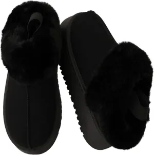 Women's Platform Slippers Winter Mini Boots Anti-Slip Suede Slip on Women Sneakers Fur Lined House Slippers for Indoor Outdoor