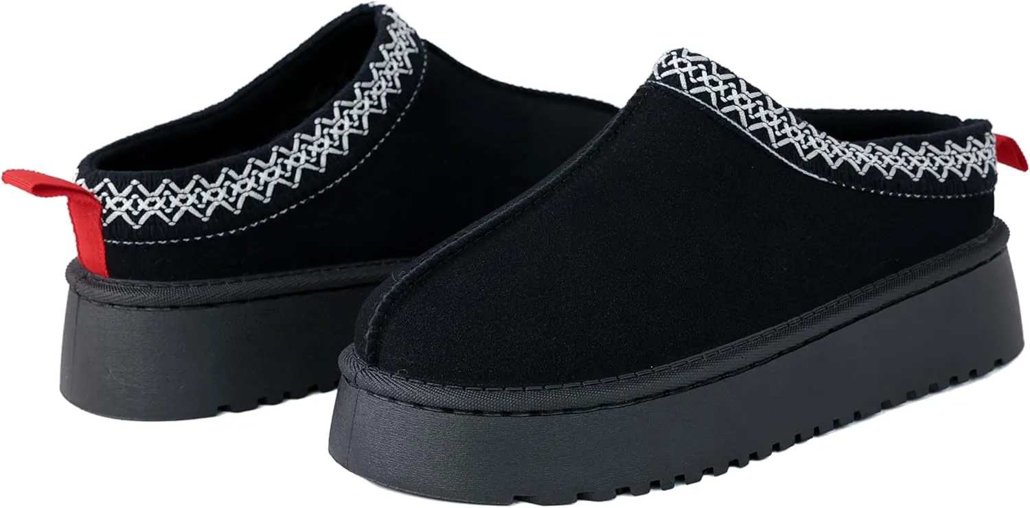 Women's Platform Slippers Winter Mini Boots Anti-Slip Suede Slip on Women Sneakers Fur Lined House Slippers for Indoor Outdoor