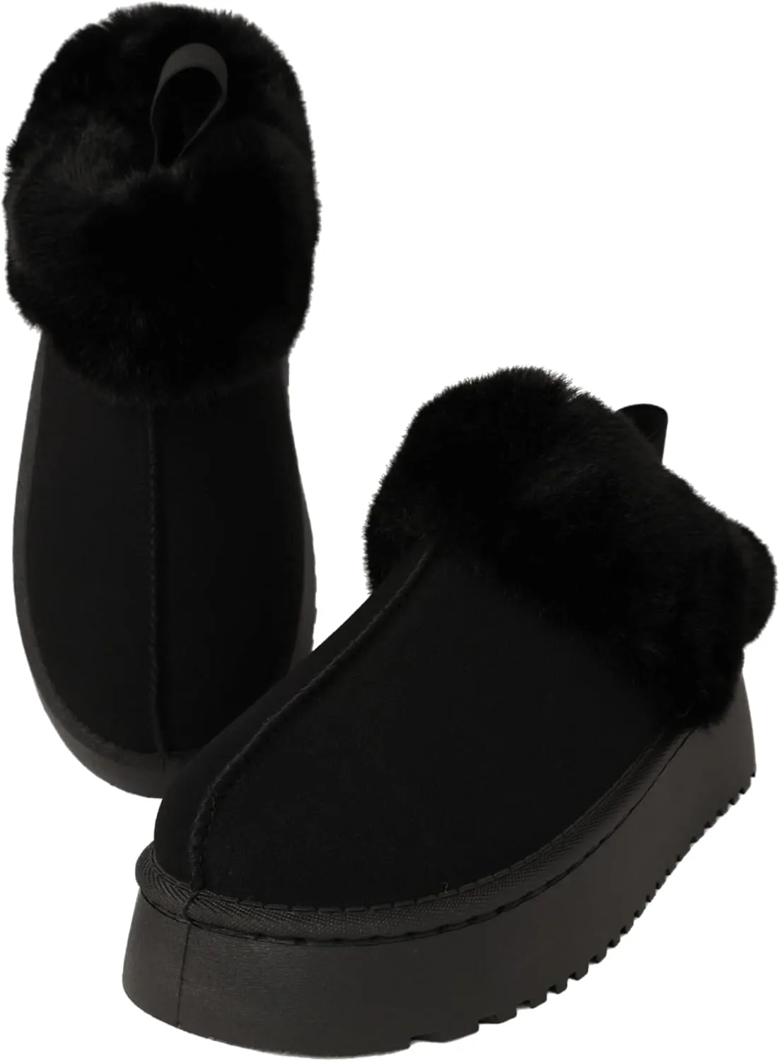 Women's Platform Slippers Winter Mini Boots Anti-Slip Suede Slip on Women Sneakers Fur Lined House Slippers for Indoor Outdoor