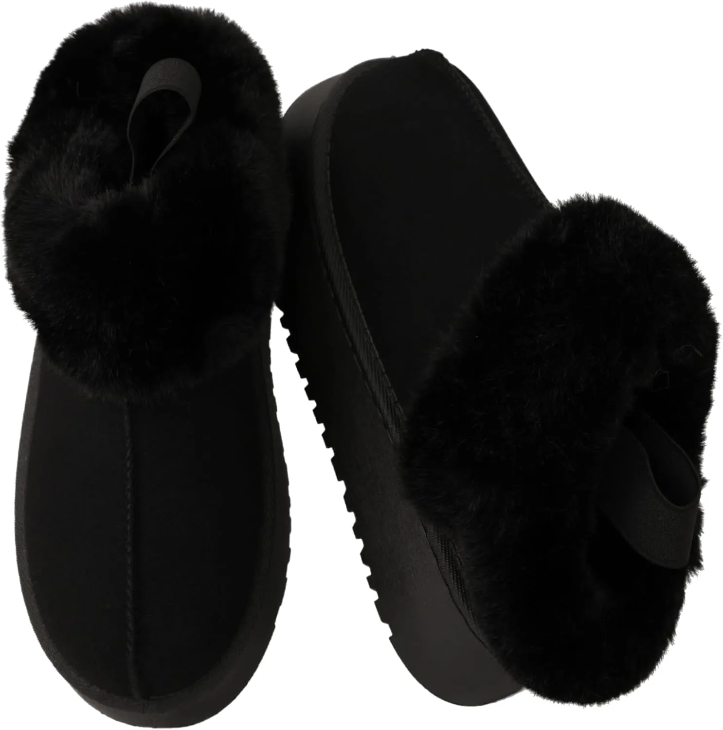 Women's Platform Slippers Winter Mini Boots Anti-Slip Suede Slip on Women Sneakers Fur Lined House Slippers for Indoor Outdoor