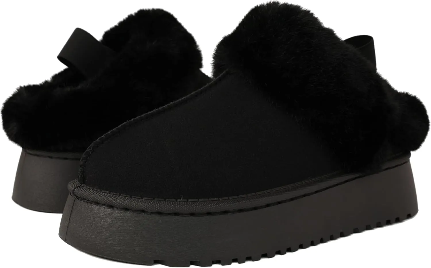 Women's Platform Slippers Winter Mini Boots Anti-Slip Suede Slip on Women Sneakers Fur Lined House Slippers for Indoor Outdoor