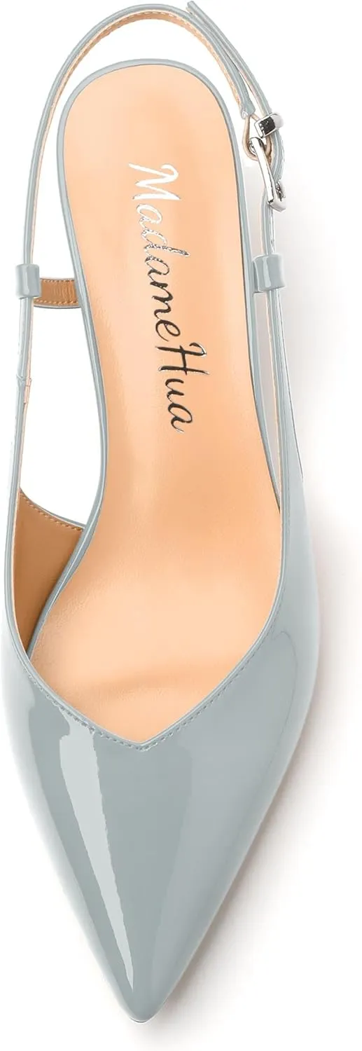 Women's Pumps, Pointed Toe Kitten Low Heels Pumps for Women, Closed Toe Slingback Low Heels Dress Shoes