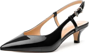 Women's Pumps, Pointed Toe Kitten Low Heels Pumps for Women, Closed Toe Slingback Low Heels Dress Shoes