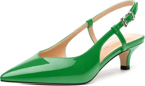 Women's Pumps, Pointed Toe Kitten Low Heels Pumps for Women, Closed Toe Slingback Low Heels Dress Shoes
