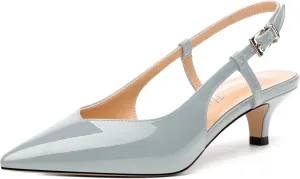 Women's Pumps, Pointed Toe Kitten Low Heels Pumps for Women, Closed Toe Slingback Low Heels Dress Shoes